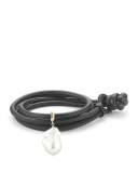 Convertible Leather Wrap Bracelet/Choker with Pearl Slider