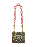 Bridle Baby Ruffled Snakeskin Shoulder Bag, Turquoise Green
