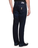 Snake-Tag Five-Pocket Slim-Fit Jeans, Denim