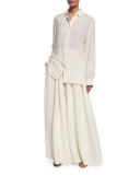 Paba Elastic-Waist Palazzo Pants, Ivory