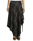 Danen Asymmetric Plaid Skirt, Gray