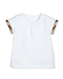 Gisselle Pintucked Jersey Tee, White, Size 4-14