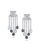 18K White Gold Tassel Moderne Short Fringe Diamond Earrings