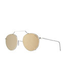 Wynwood III Round Mirrored Sunglasses, Gray