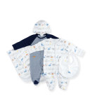 Jurassic Journey Reversible Bib, White/Navy