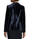 Velvet One-Button Ottoman Jacket, Navy