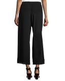 Silk Crepe de Chine Wide-Leg Cropped Pants