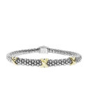 Silver & 18k Gold Caviar X Bracelet, 6mm