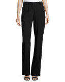 Devon Flared Stretch-Wool Pants, Black