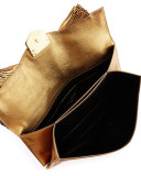Isabella Laser-Cut Ruffled Clutch Bag, Gold