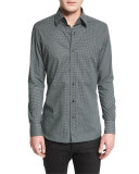 Micro Dot-Print Sport Shirt, Black