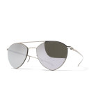 Essential Angular Aviator Sunglasses, Silver