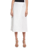 Organic Linen A-Line Wrap Skirt, White
