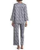 Herringbone Stripe Pajama Set, Black/White
