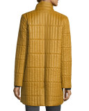 Quilted Nylon Knee-Length Coat