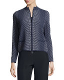 Reptile-Knit Zip-Front Jacket, Gray/Multi