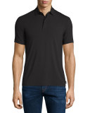 Double-Collar Short-Sleeve Polo Shirt, Black