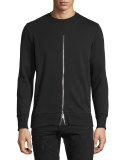 Zipper-Front Long-Sleeve Sweatshirt, Black