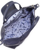 Le Pliage Cuir Handbag with Strap, Navy