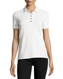 Slim-Fit Polo Shirt with Check Trim, White