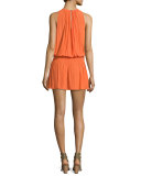 Paris Sleeveless Jewel-Neck Mini Dress, Tiger Lily