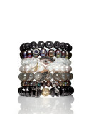 Potato Pearl White Medium Black Diamond Horn Bracelet