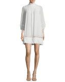 La Sierra Pintuck Lace-Trim Mini Dress