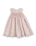 Sleeveless Floral Smocked Bishop Dress, Pink, Size 2-4T