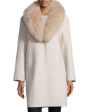 Double-Face Cashmere Coat w/ Fox Fur Collar