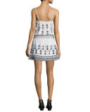 Ullman Smocked-Waist Embroidered Dress, White 