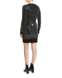 Grommet Crewneck Sweaterdress, Black