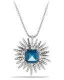 Blue Topaz & Diamond Starburst Necklace