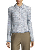 Prishna Space-Dye Tweed Jacket, Blue/White