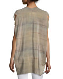 Short-Sleeve Grove-Print Silk Tunic, Mocha
