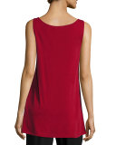 Scoop-Neck Silk Tunic, Red Rose
