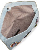 Leo Patches Denim Envelope Clutch Bag