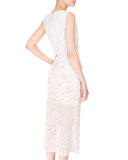 Sleeveless Eyelet-Beaded V-Neck Dress, Optic White