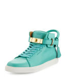 100mm Men's Leather High-Top Sneaker
