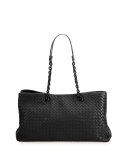 Intrecciato Double Chain Tote Bag, Black