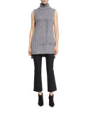 Sleeveless Oversized Turtleneck Sweater, Gray Melange