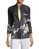 Floral-Print Knit Jacket