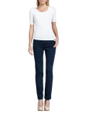 Sheri Cheetah-Print Skinny Jeans, Heritage Blue