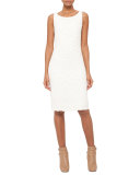 Sleeveless Embellished-Front Sheath Dress, Pelican