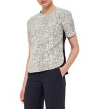 Cross-Stitch Short-Sleeve Blouse, Cliff/Chalk