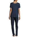 Livia Lace-Trim Pajama Set