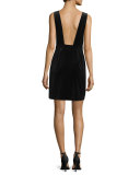 Velvet Front-Zip Plunge-Back Dress