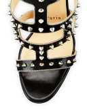 Sexystrapi Jazz Studded-Zip Red Sole Pump, Black