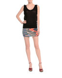 Space-Dye Patched Mini Skirt, Multi Colors
