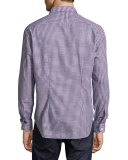 Mini-Plaid Sport Shirt, Navy/Red/Light Blue