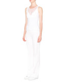 High-Waist Flare-Leg Pants, White